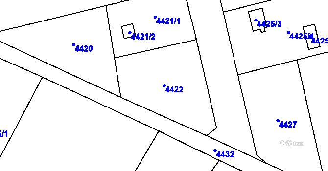 Parcela st. 4422 v KÚ Most II, Katastrální mapa