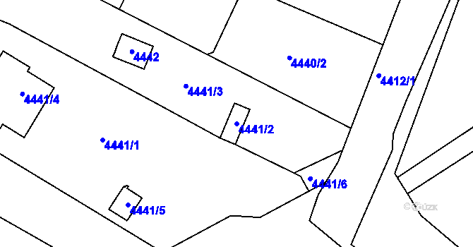 Parcela st. 4441/2 v KÚ Most II, Katastrální mapa
