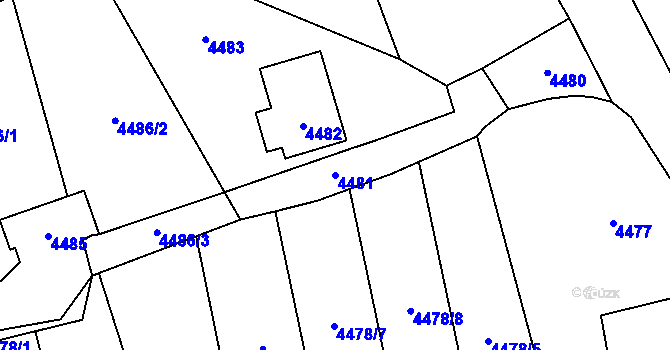 Parcela st. 4481 v KÚ Most II, Katastrální mapa