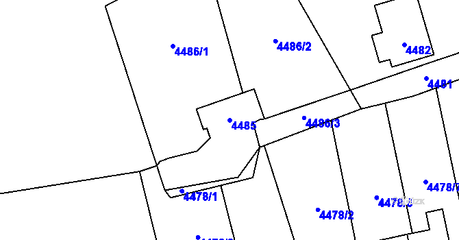 Parcela st. 4485 v KÚ Most II, Katastrální mapa