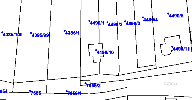 Parcela st. 4490/10 v KÚ Most II, Katastrální mapa