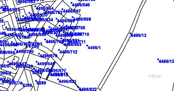 Parcela st. 4496/1 v KÚ Most II, Katastrální mapa