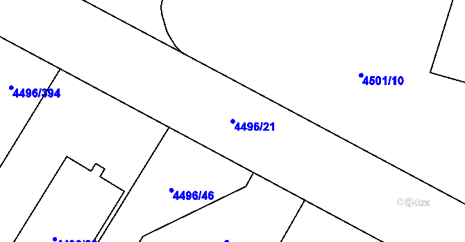 Parcela st. 4496/21 v KÚ Most II, Katastrální mapa