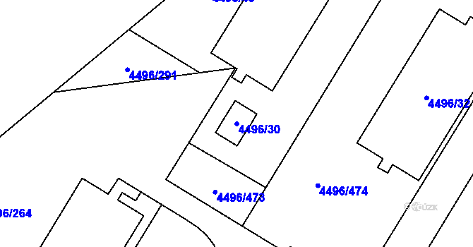 Parcela st. 4496/30 v KÚ Most II, Katastrální mapa