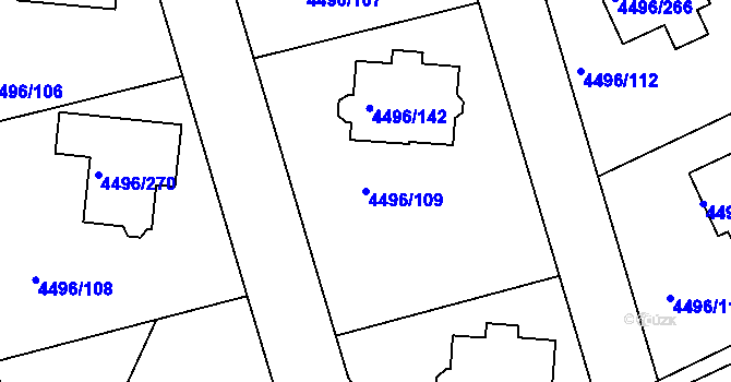 Parcela st. 4496/109 v KÚ Most II, Katastrální mapa