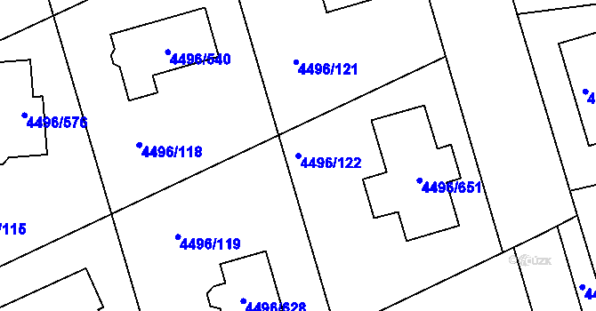 Parcela st. 4496/122 v KÚ Most II, Katastrální mapa