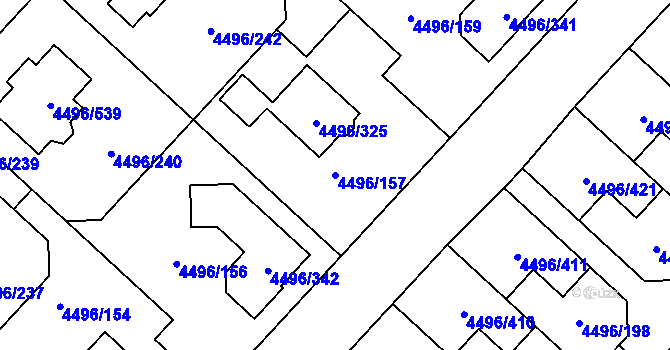 Parcela st. 4496/157 v KÚ Most II, Katastrální mapa