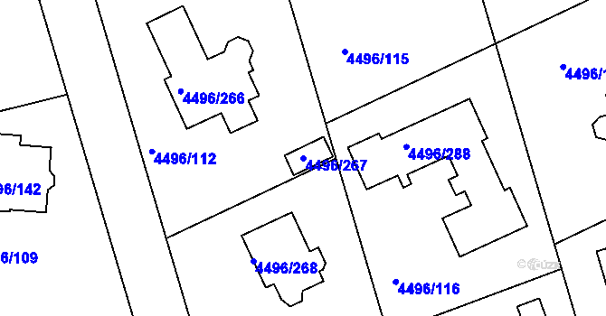 Parcela st. 4496/267 v KÚ Most II, Katastrální mapa