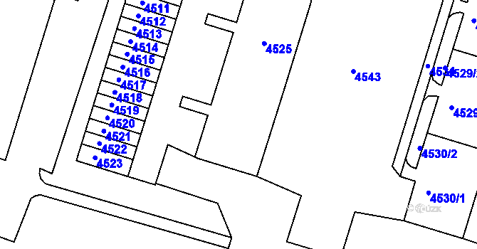 Parcela st. 4527 v KÚ Most II, Katastrální mapa