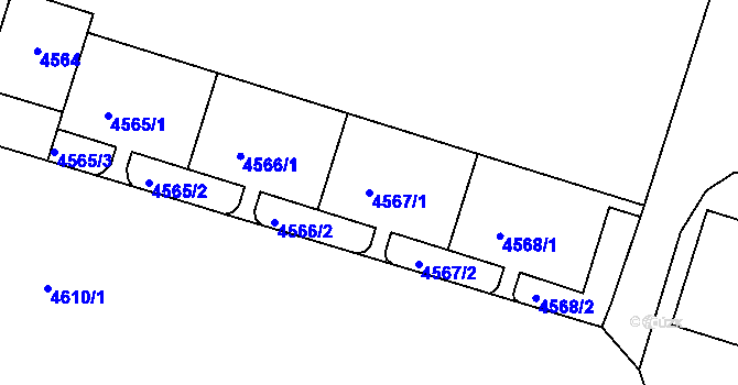 Parcela st. 4567/1 v KÚ Most II, Katastrální mapa