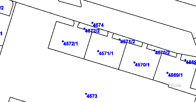 Parcela st. 4571/1 v KÚ Most II, Katastrální mapa