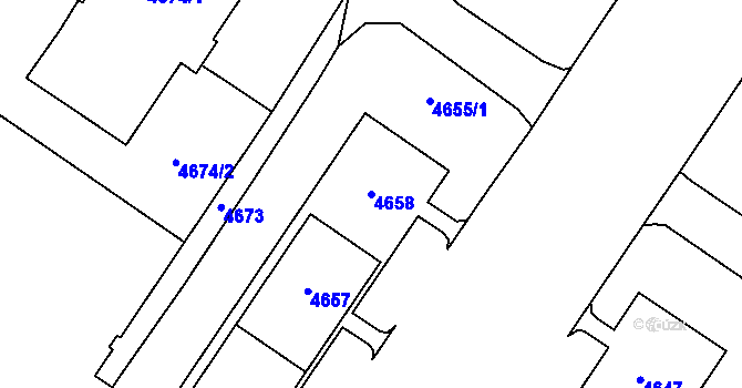 Parcela st. 4658 v KÚ Most II, Katastrální mapa