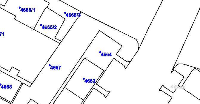 Parcela st. 4664 v KÚ Most II, Katastrální mapa