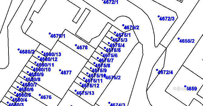 Parcela st. 4675/6 v KÚ Most II, Katastrální mapa