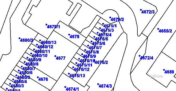 Parcela st. 4675/7 v KÚ Most II, Katastrální mapa