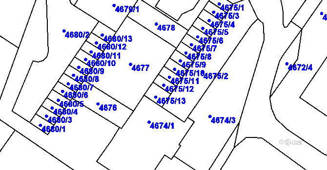 Parcela st. 4675/12 v KÚ Most II, Katastrální mapa