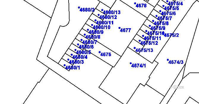 Parcela st. 4676 v KÚ Most II, Katastrální mapa