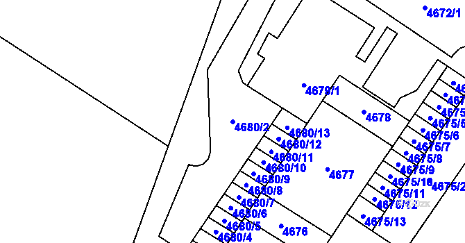 Parcela st. 4680/2 v KÚ Most II, Katastrální mapa