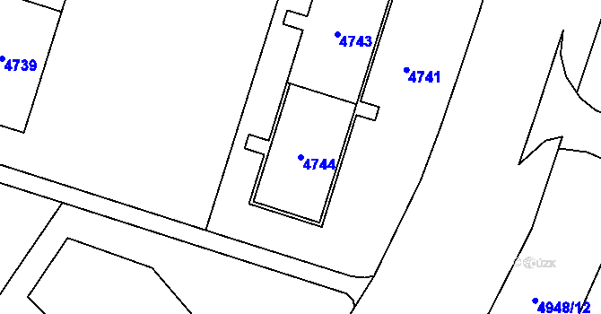 Parcela st. 4744 v KÚ Most II, Katastrální mapa