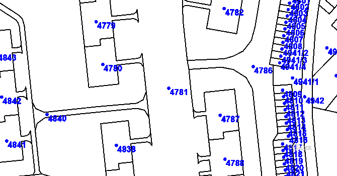 Parcela st. 4781 v KÚ Most II, Katastrální mapa
