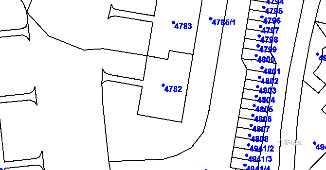 Parcela st. 4782 v KÚ Most II, Katastrální mapa