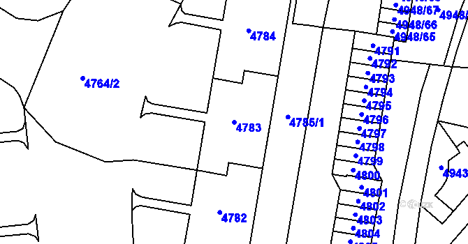 Parcela st. 4783 v KÚ Most II, Katastrální mapa