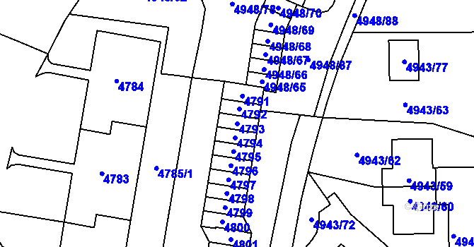 Parcela st. 4793 v KÚ Most II, Katastrální mapa