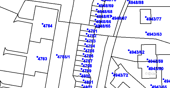 Parcela st. 4794 v KÚ Most II, Katastrální mapa