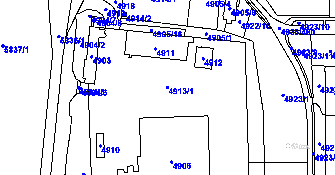Parcela st. 4913/1 v KÚ Most II, Katastrální mapa