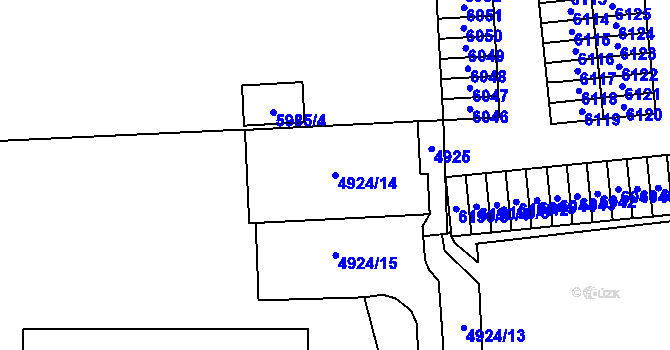 Parcela st. 4924/14 v KÚ Most II, Katastrální mapa