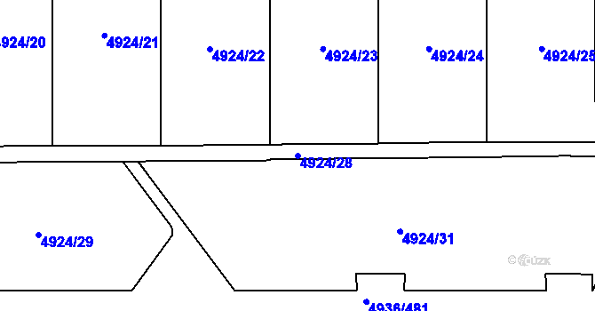 Parcela st. 4924/28 v KÚ Most II, Katastrální mapa