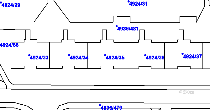Parcela st. 4924/35 v KÚ Most II, Katastrální mapa