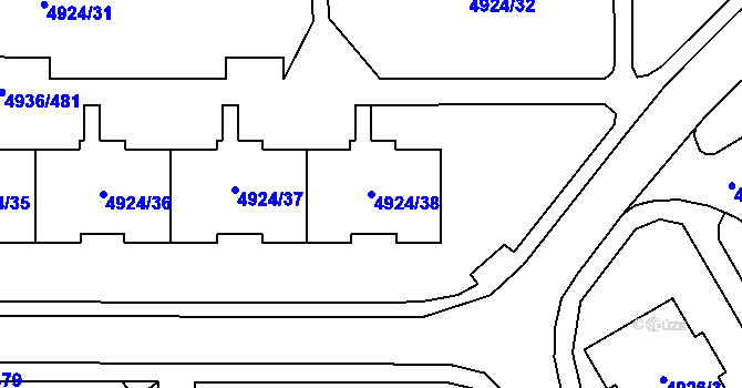 Parcela st. 4924/38 v KÚ Most II, Katastrální mapa