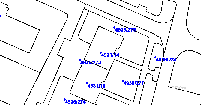 Parcela st. 4931/14 v KÚ Most II, Katastrální mapa