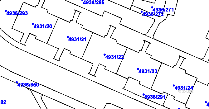 Parcela st. 4931/22 v KÚ Most II, Katastrální mapa