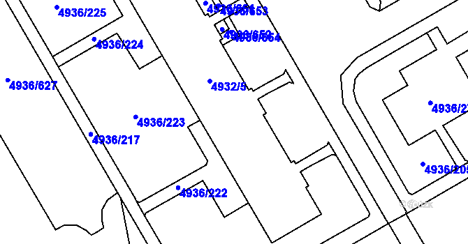 Parcela st. 4932/4 v KÚ Most II, Katastrální mapa