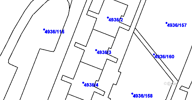 Parcela st. 4936/3 v KÚ Most II, Katastrální mapa