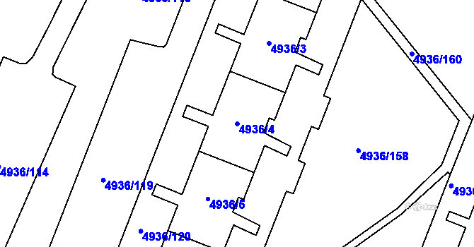 Parcela st. 4936/4 v KÚ Most II, Katastrální mapa
