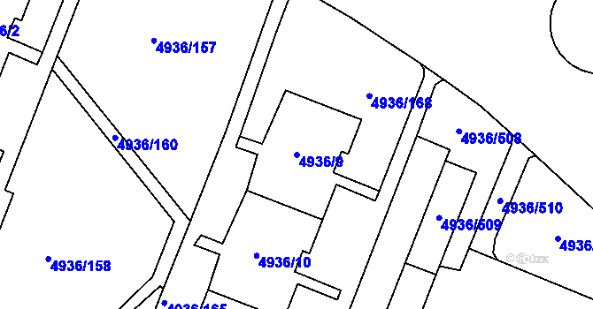 Parcela st. 4936/9 v KÚ Most II, Katastrální mapa