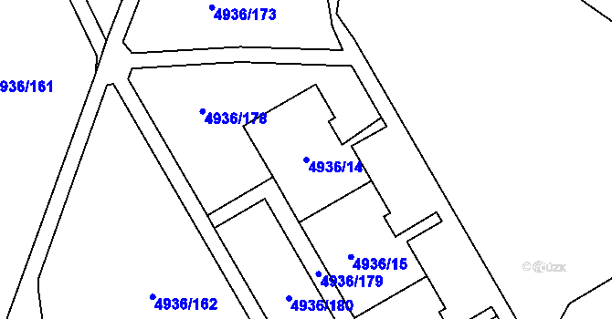 Parcela st. 4936/14 v KÚ Most II, Katastrální mapa