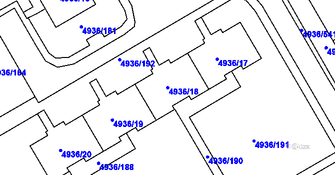 Parcela st. 4936/18 v KÚ Most II, Katastrální mapa