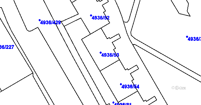Parcela st. 4936/53 v KÚ Most II, Katastrální mapa