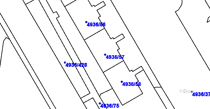 Parcela st. 4936/57 v KÚ Most II, Katastrální mapa