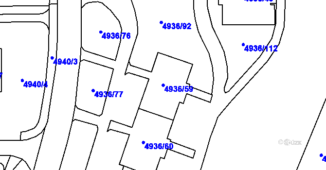 Parcela st. 4936/59 v KÚ Most II, Katastrální mapa