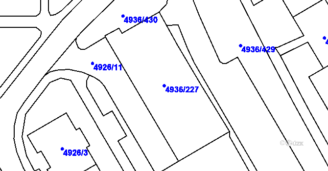Parcela st. 4936/227 v KÚ Most II, Katastrální mapa