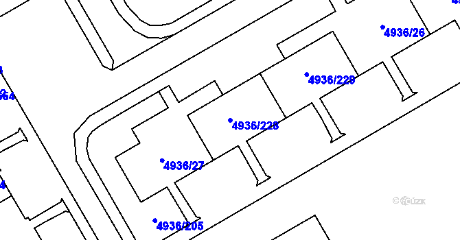 Parcela st. 4936/228 v KÚ Most II, Katastrální mapa