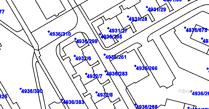 Parcela st. 4936/261 v KÚ Most II, Katastrální mapa