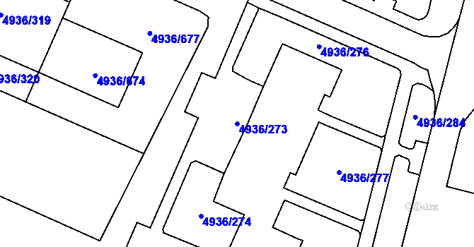Parcela st. 4936/273 v KÚ Most II, Katastrální mapa