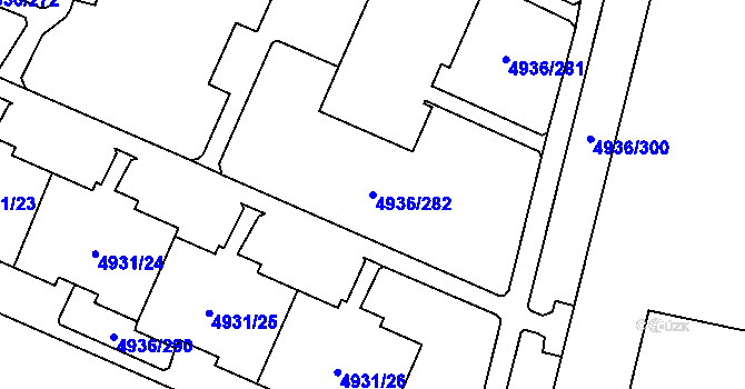 Parcela st. 4936/282 v KÚ Most II, Katastrální mapa