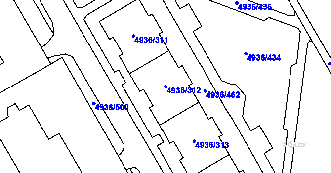 Parcela st. 4936/312 v KÚ Most II, Katastrální mapa